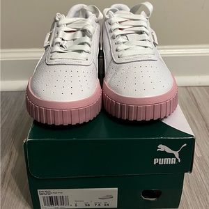 Puma Cali Sneaker| Leather| White/Pink| 7.5| NEW